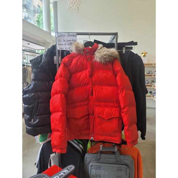 BAPE red puffer jacket size Large